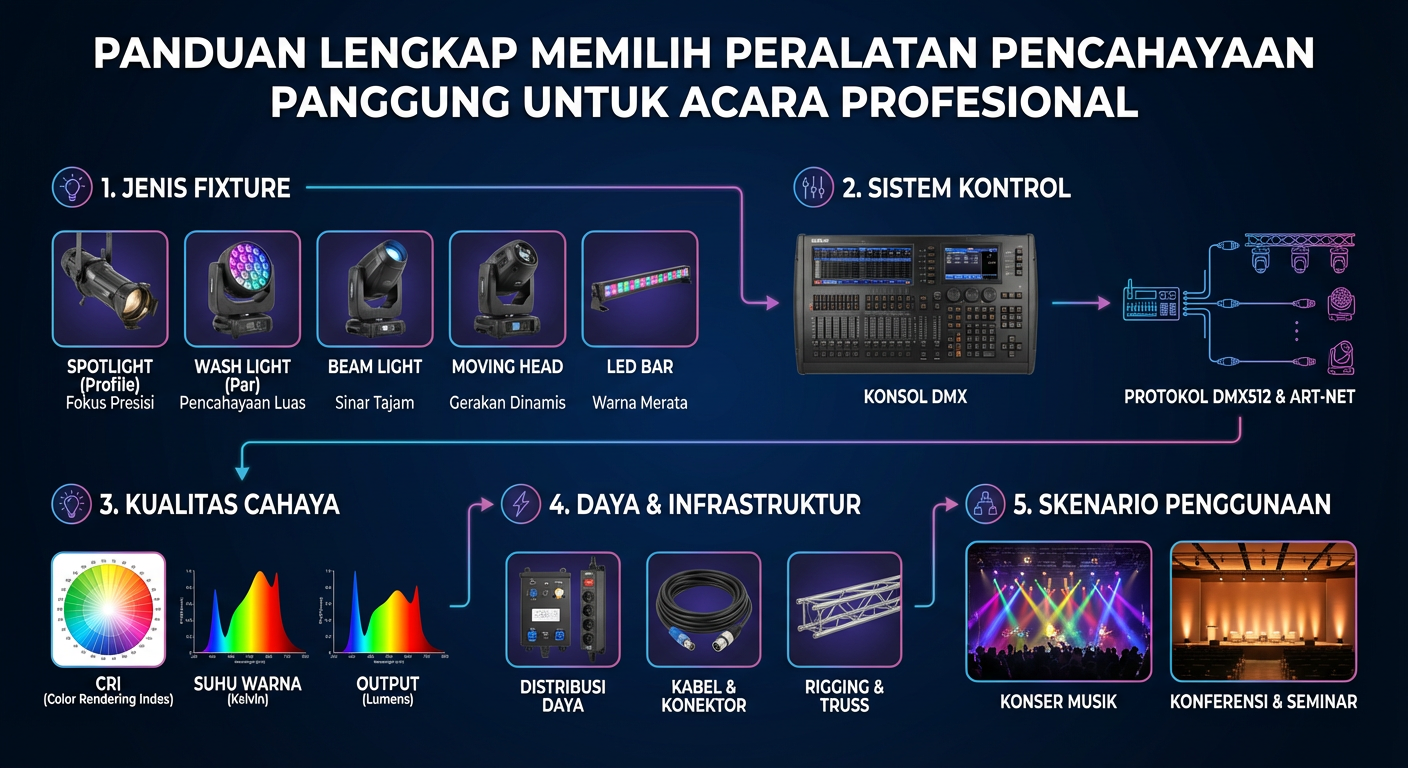Panduan Lengkap Memilih Peralatan Pencahayaan Panggung untuk Acara Profesional